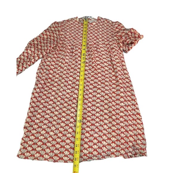 Rachel Antonoff Erin Yolk Dress Long‎ Sleeve Red Cream Size 0 Mini Dress Silk - Picture 8 of 10
